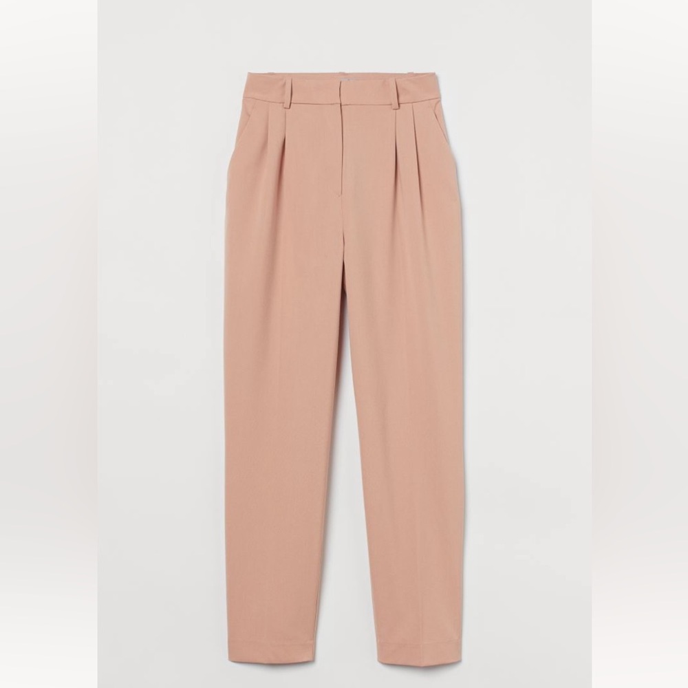 H&M Blush Pink Pleated High-Waist Trousers